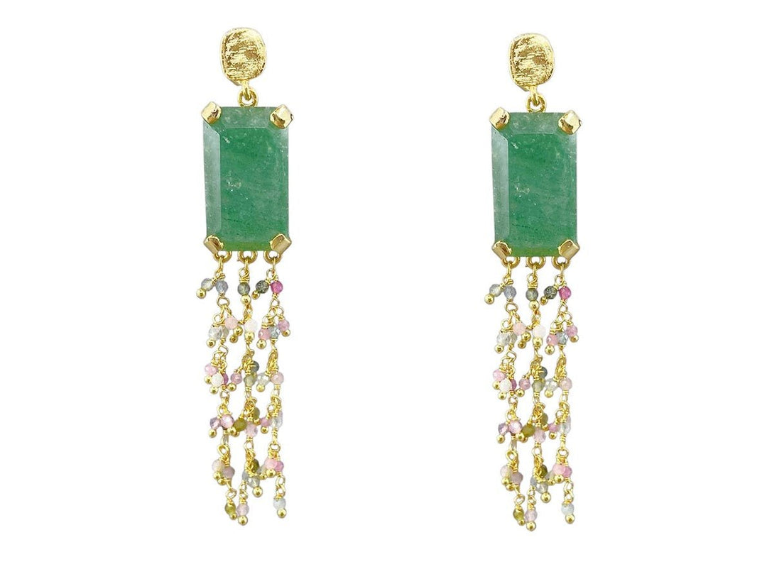 Green Aventurine and Green Tourmaline Drop Earrings