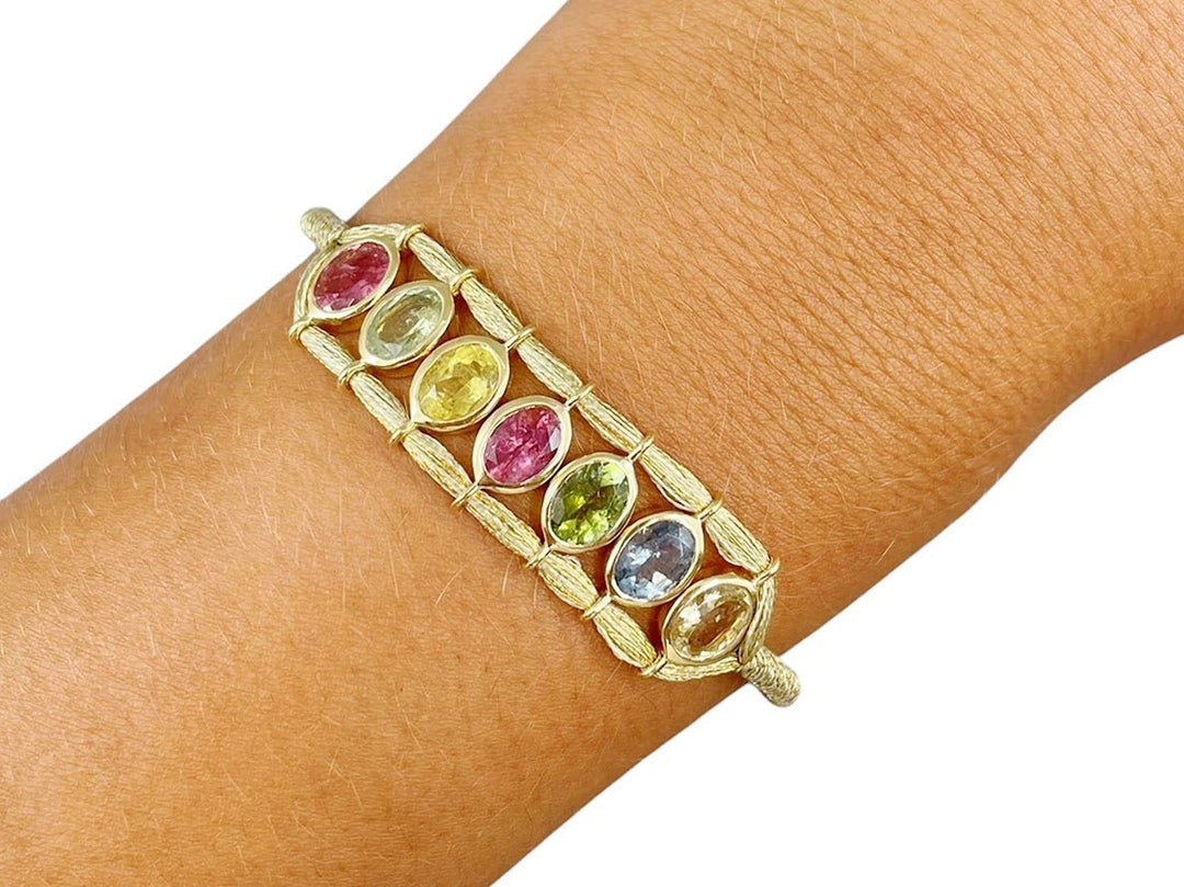 Multicolor Tourmaline and Thread Bracelet