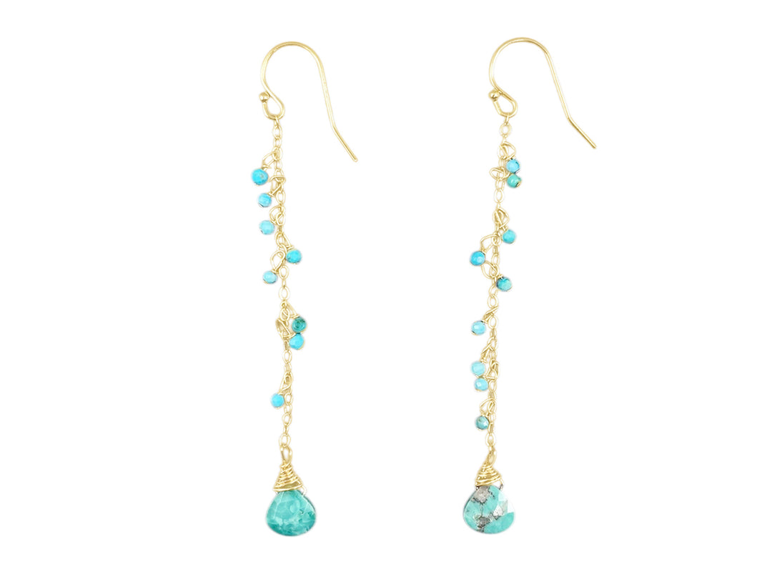 Long Drop Earrings with Turquoise