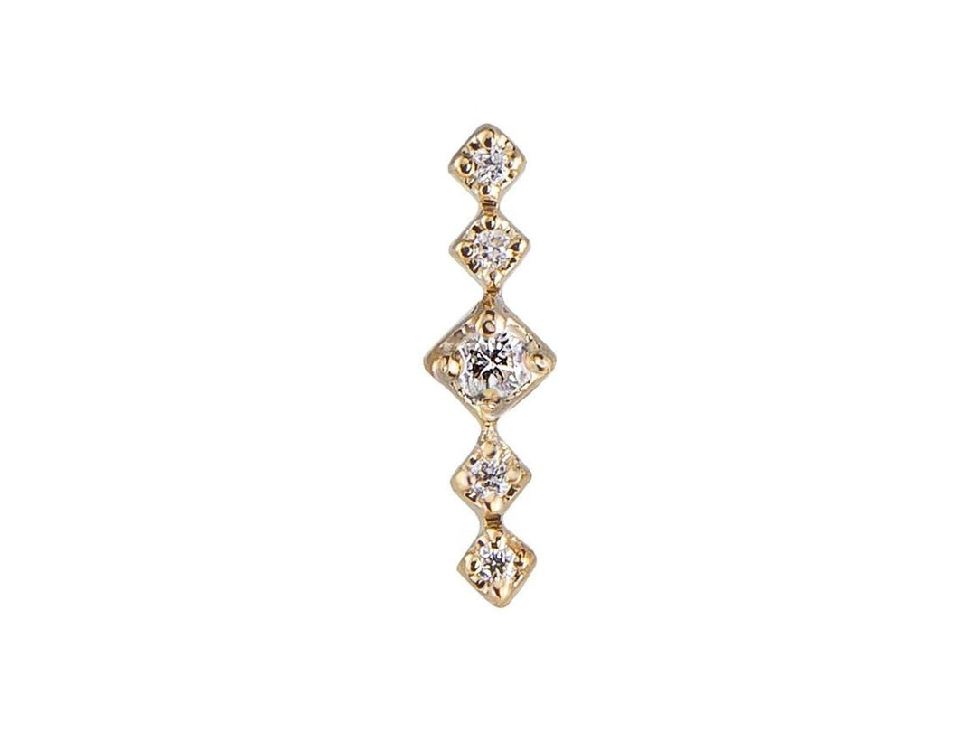 9k Five Diamond Stud Earring