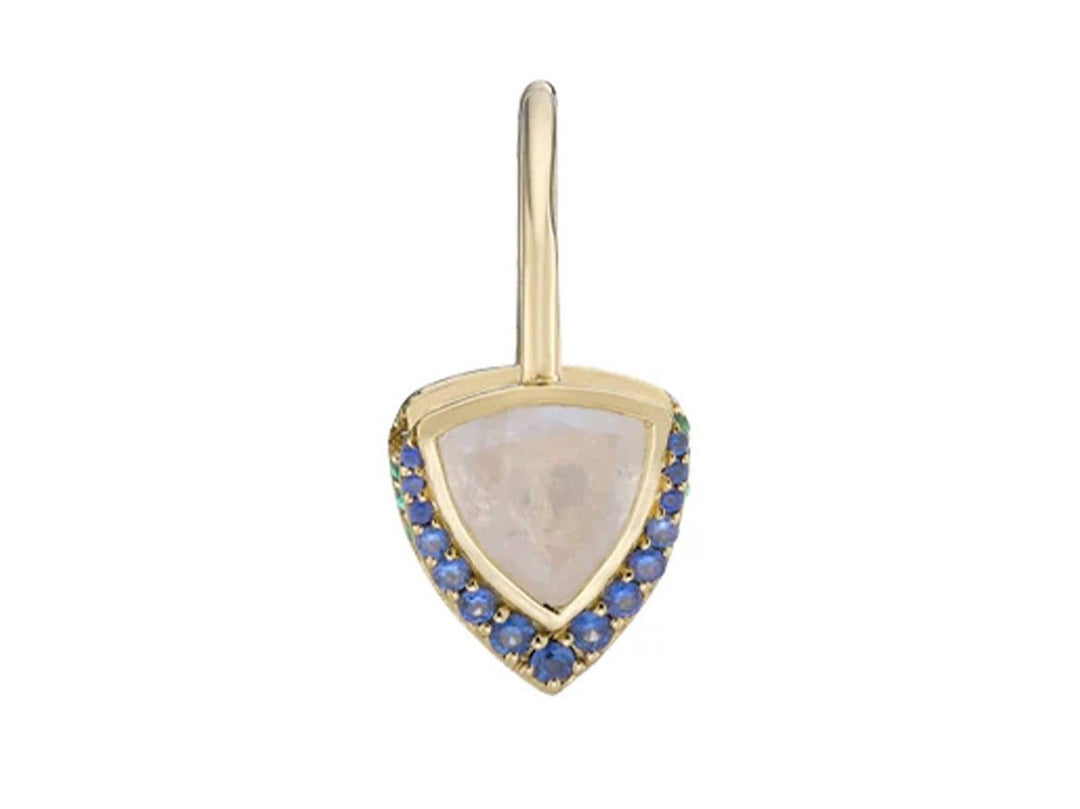 9k Moonstone and Blue Sapphire Drop Earring