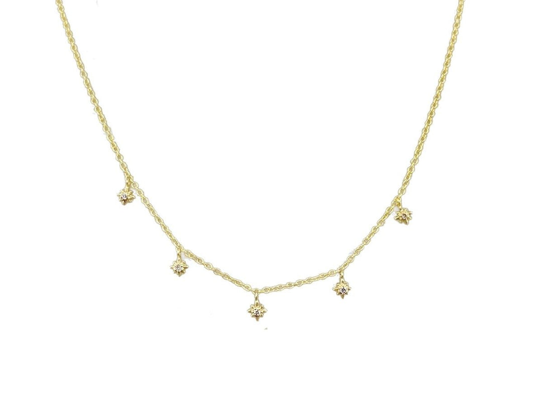 14k Multi Diamond Star Necklace