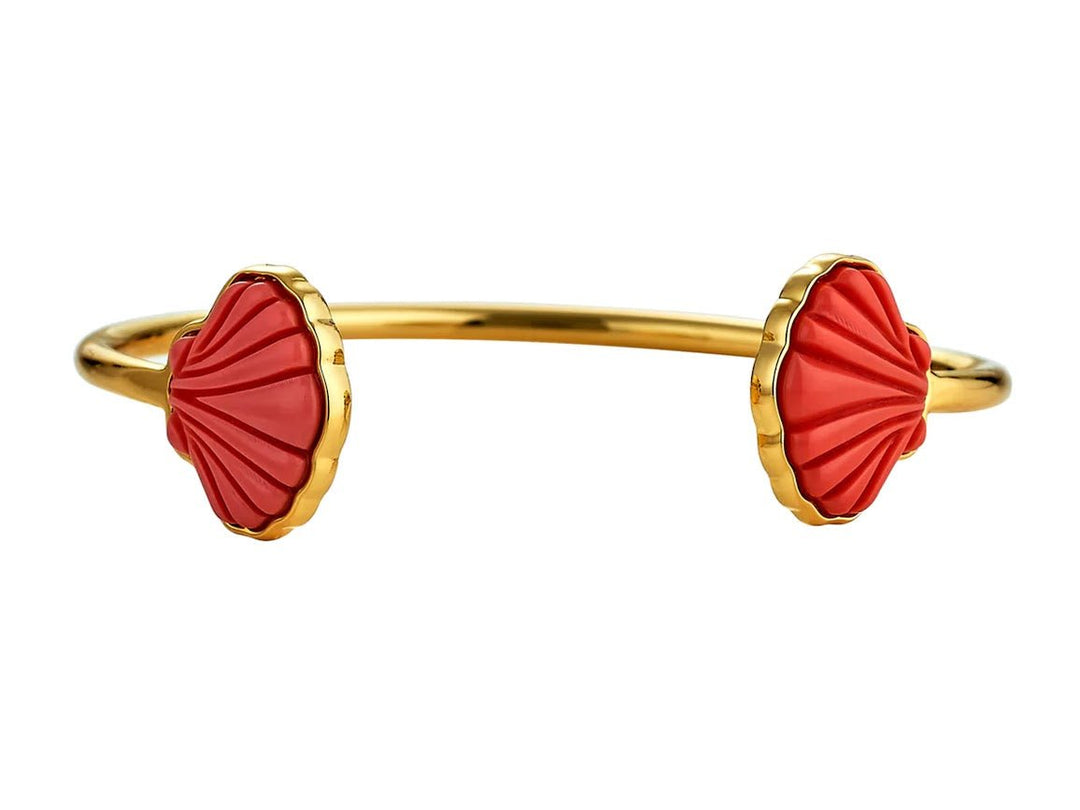 Red Coral Clam Shell Cuff