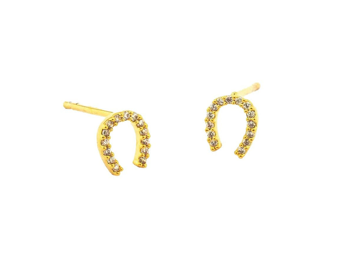 Gold Mini Horseshoe Stud Earrings
