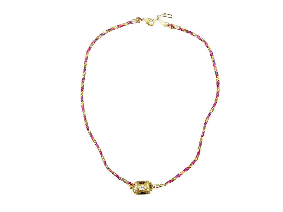 Gold, Tourmaline, and Diamond Charm Necklace