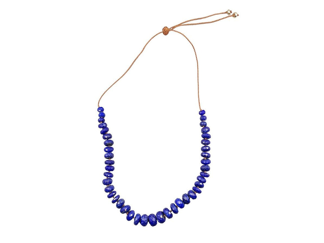 Chunky Faceted Lapis Bead Necklace