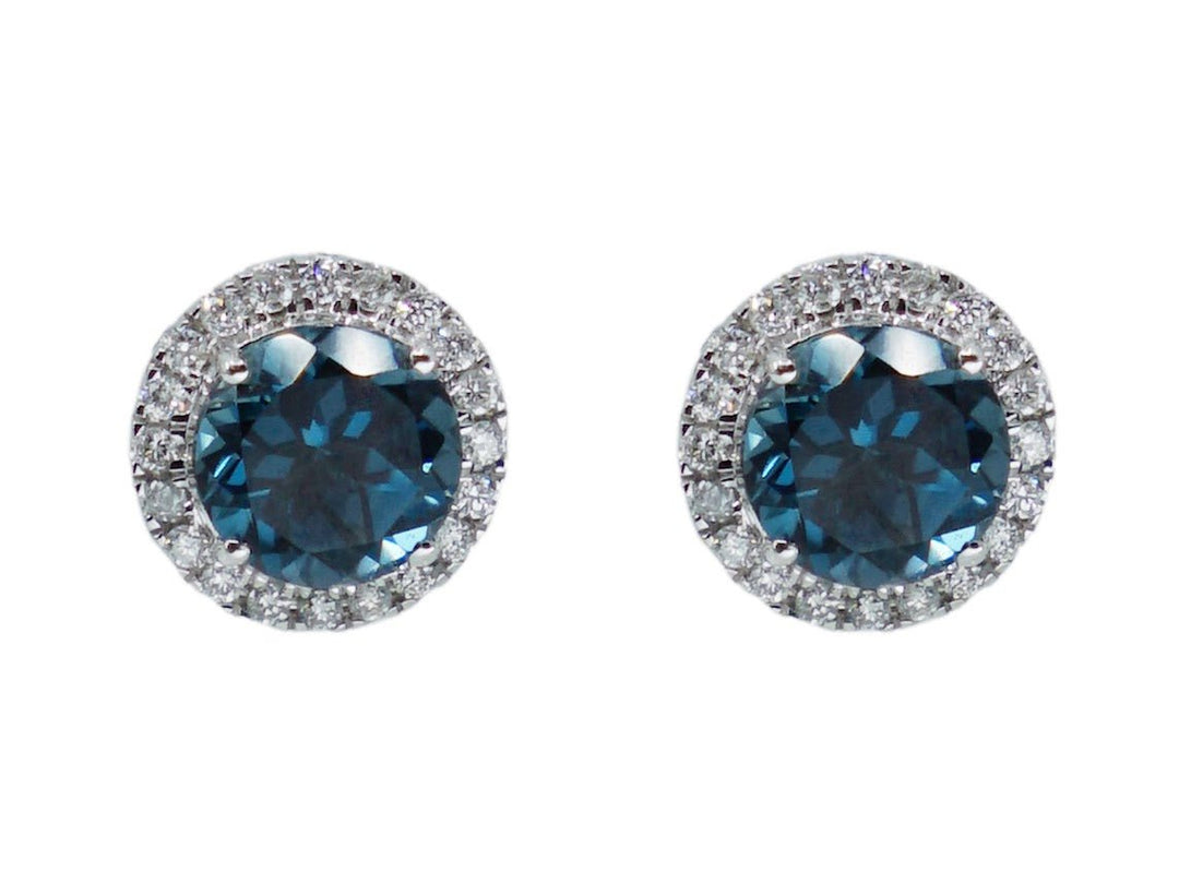 18k Diamond and London Blue Topaz Earrings