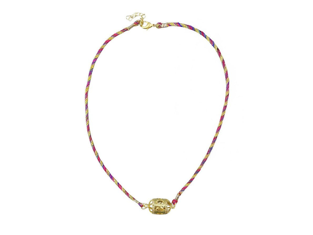 Gold, Citrine, and Diamond Charm Necklace