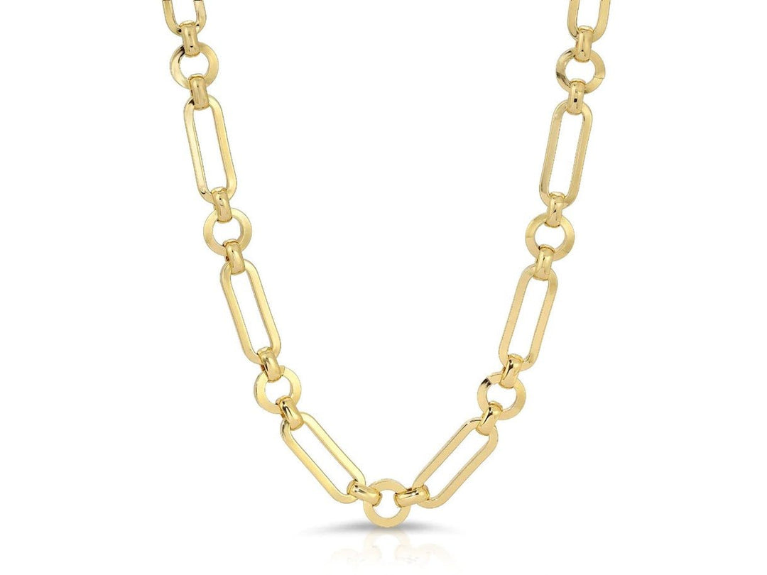 Gold Thick Chain with Round and Rectangular Links
