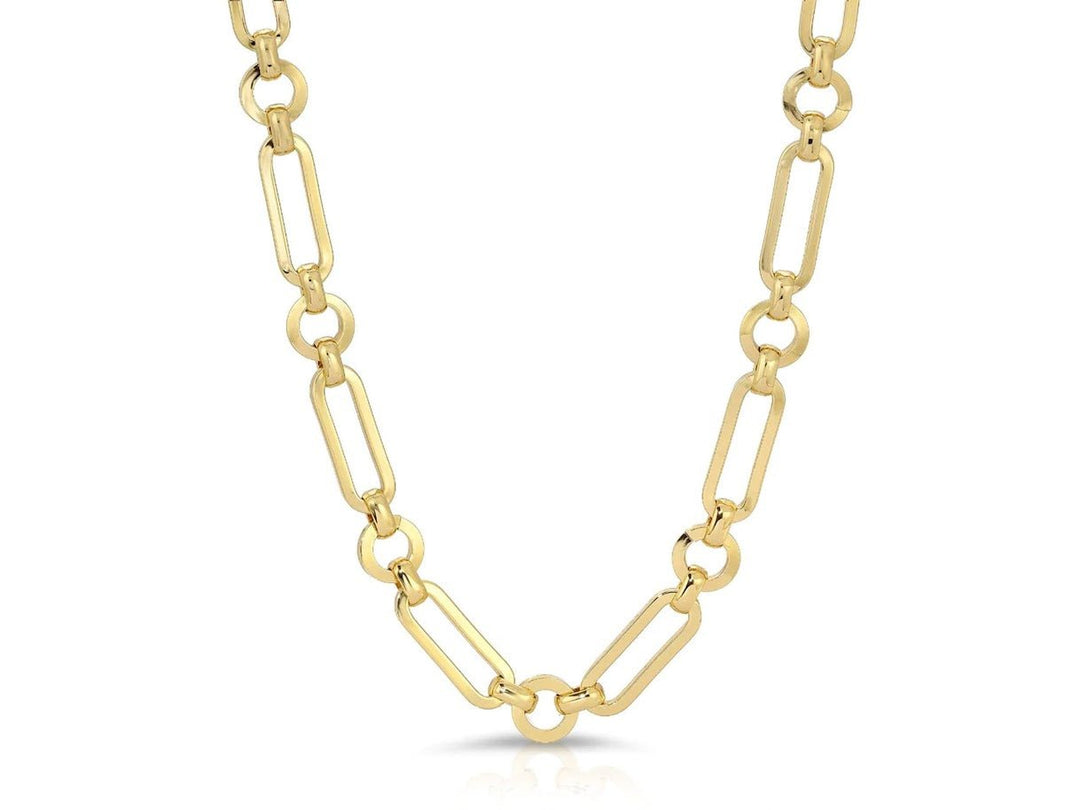 Gold Thick Chain with Round and Rectanguler Links