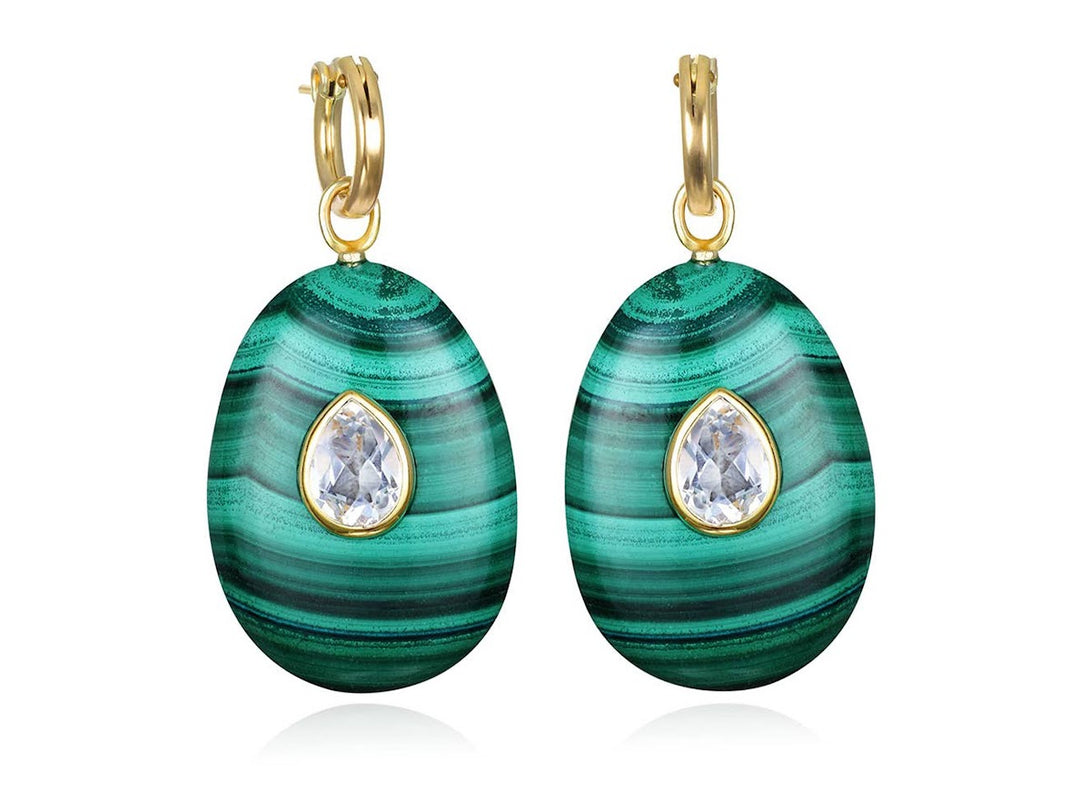 Malachite and Topaz Drop Earrings