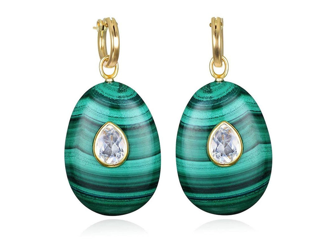 Malachite and Topaz Drop Earrings