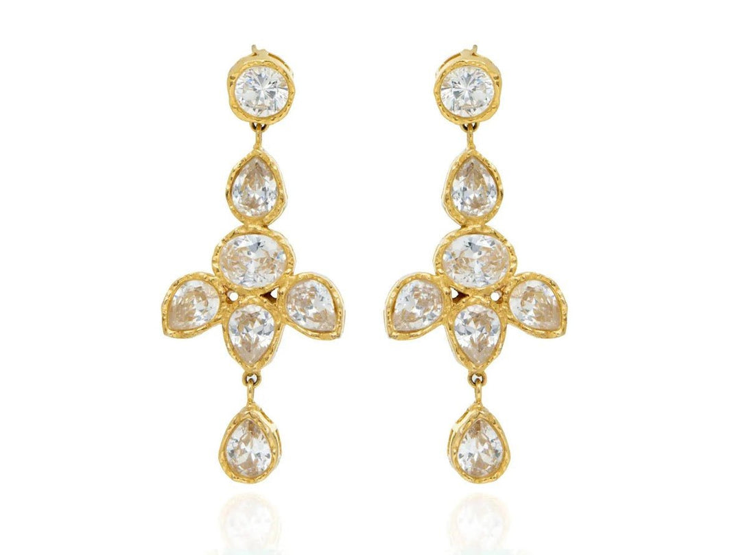 Gold Bezel-Set CZ Chandelier Earrings