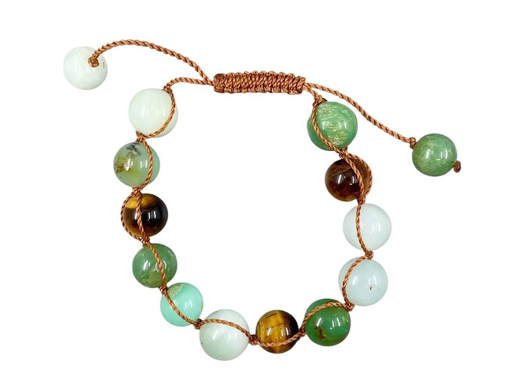 Amazonite, Tiger Eye, Malachite, and Quartz Bracelet
