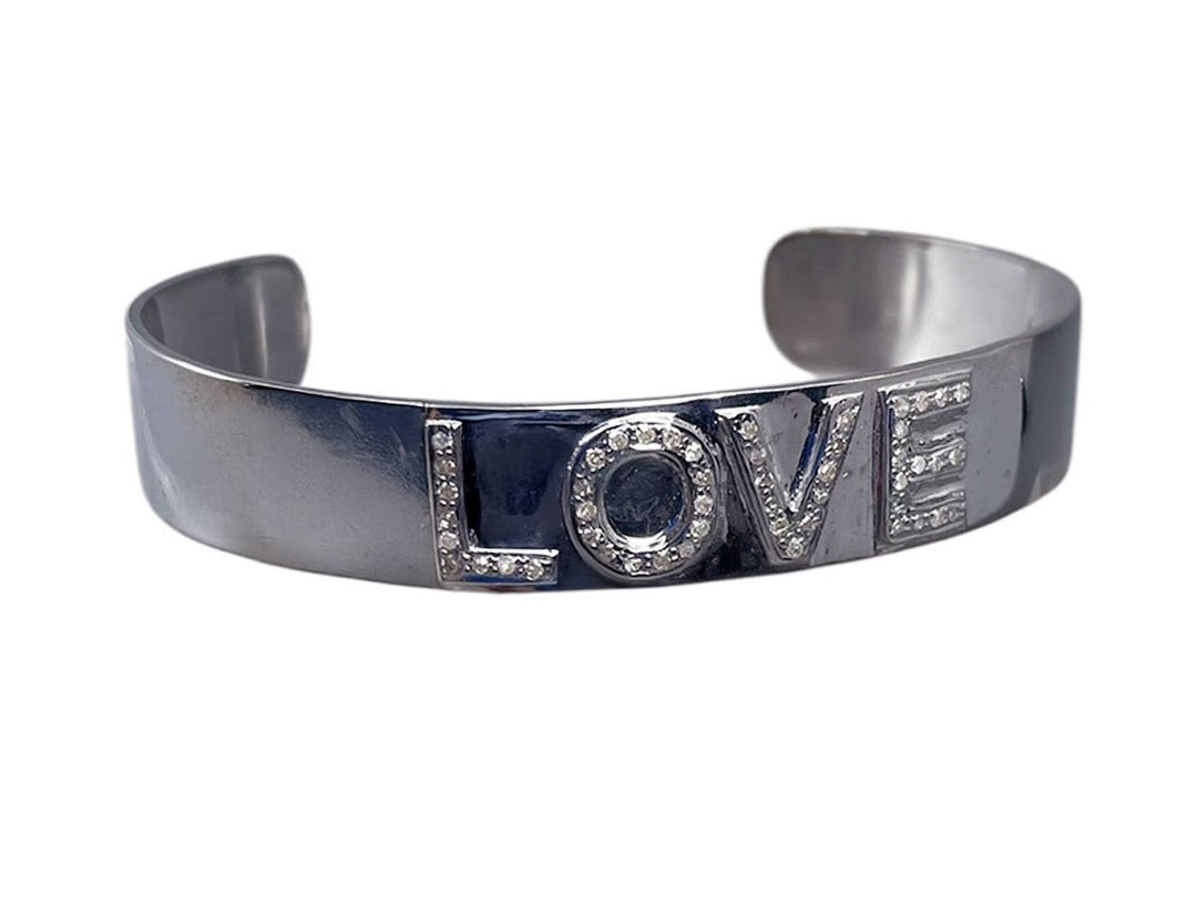 SS Pave Diamond Love Cuff