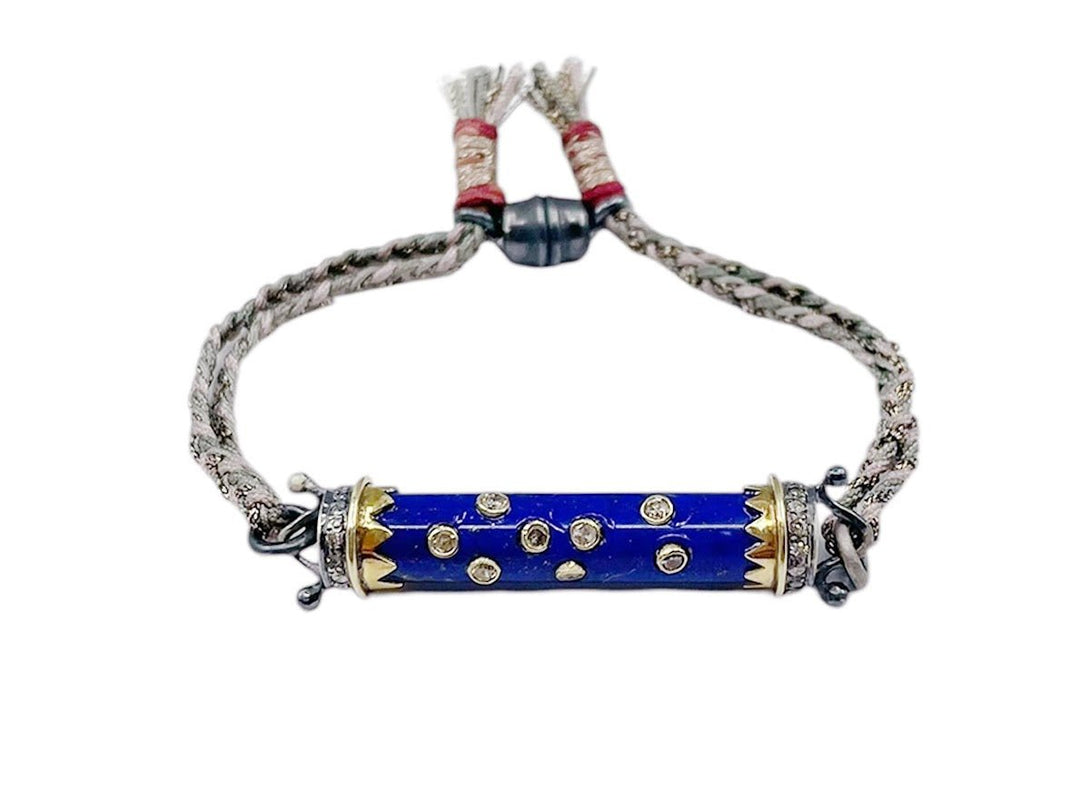 10k/SS Lapis Roller Bracelet with Diamonds