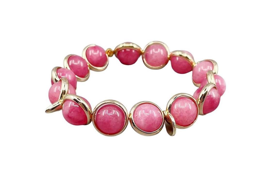 Rhodochrosite Jade Spike Bracelet
