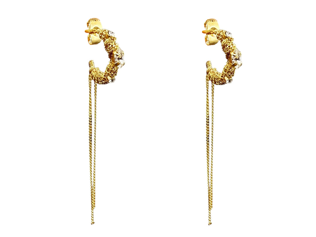 Gold Chain Drop Hoop Earrings
