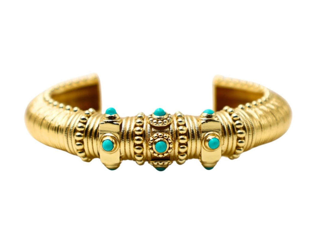 Gold Statement Cuff with Turquoise Stones