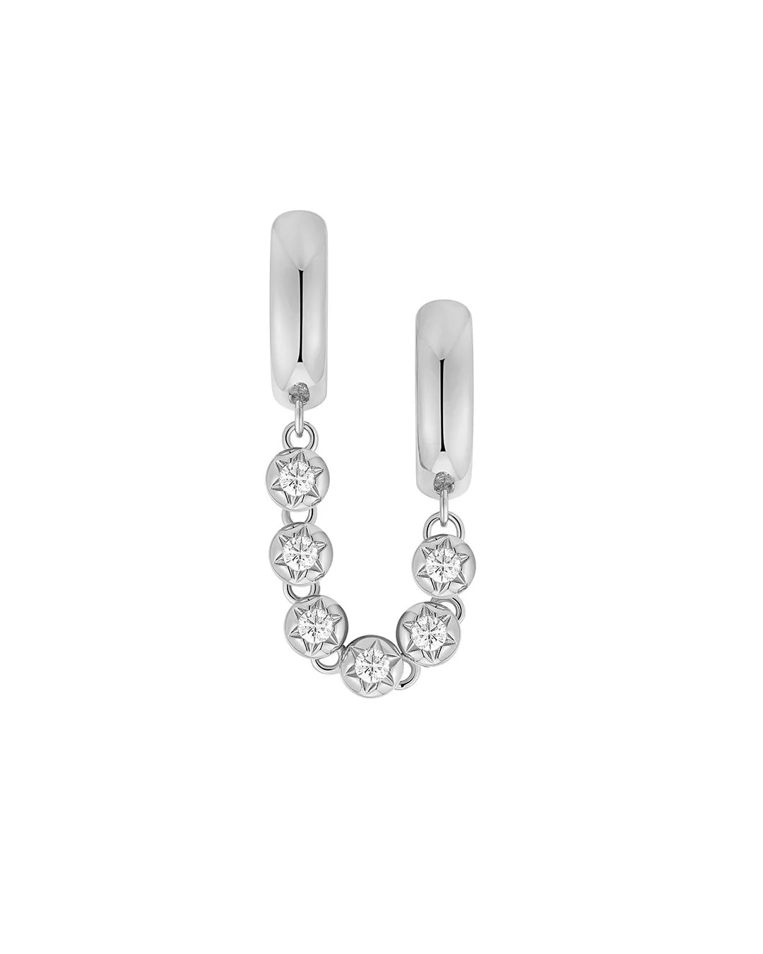 Silver Double Huggie Hoops with CZs