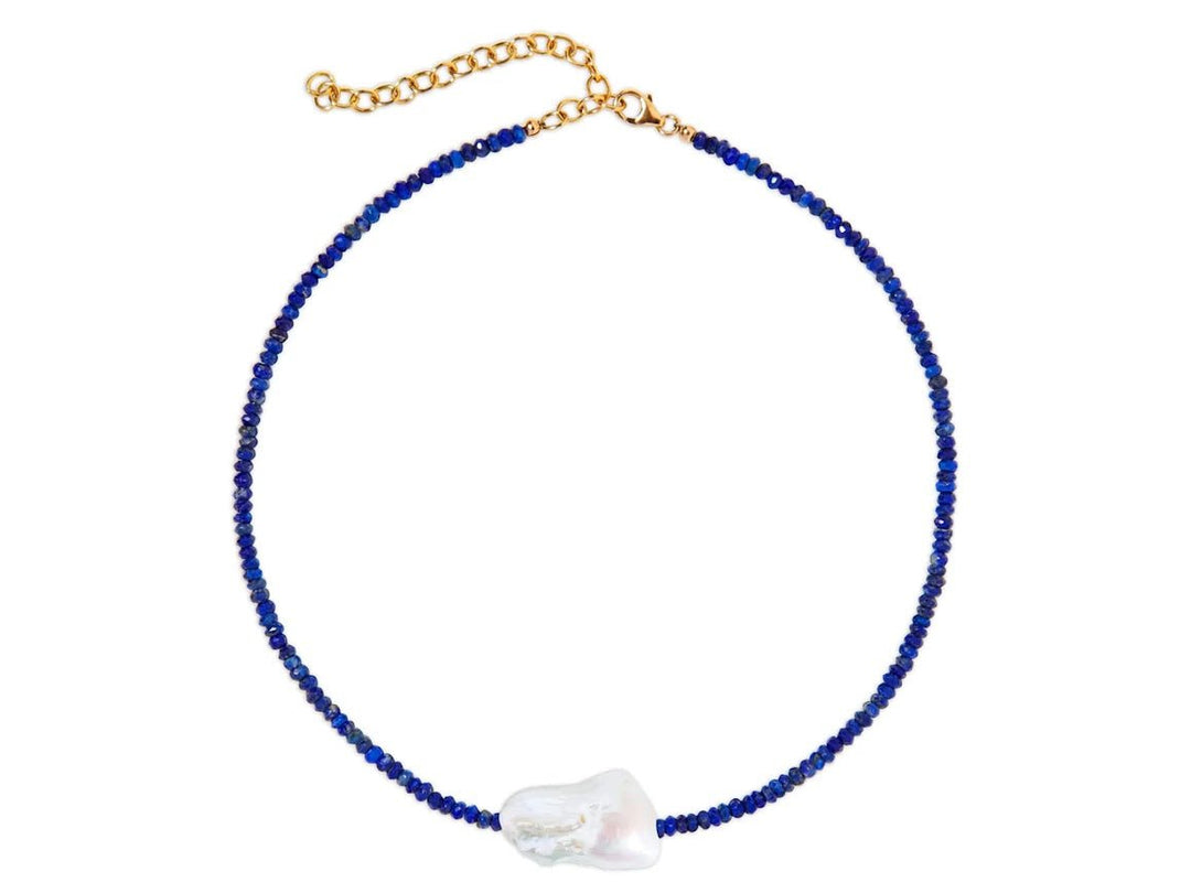 Lapis and Baroque Pearl Necklace