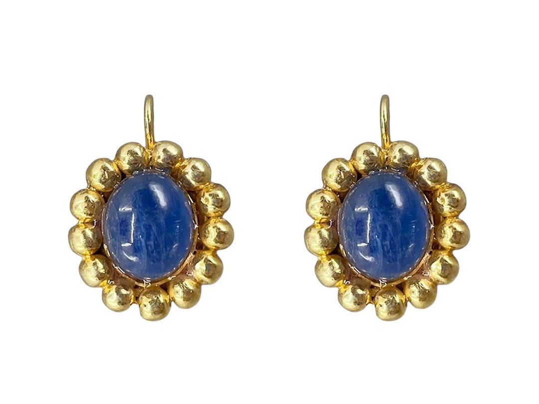 Kyanite Earrings with Beaded Edges
