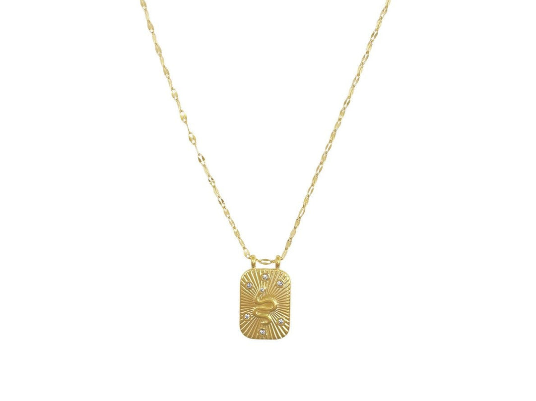 Gold Snake Necklace with CZs