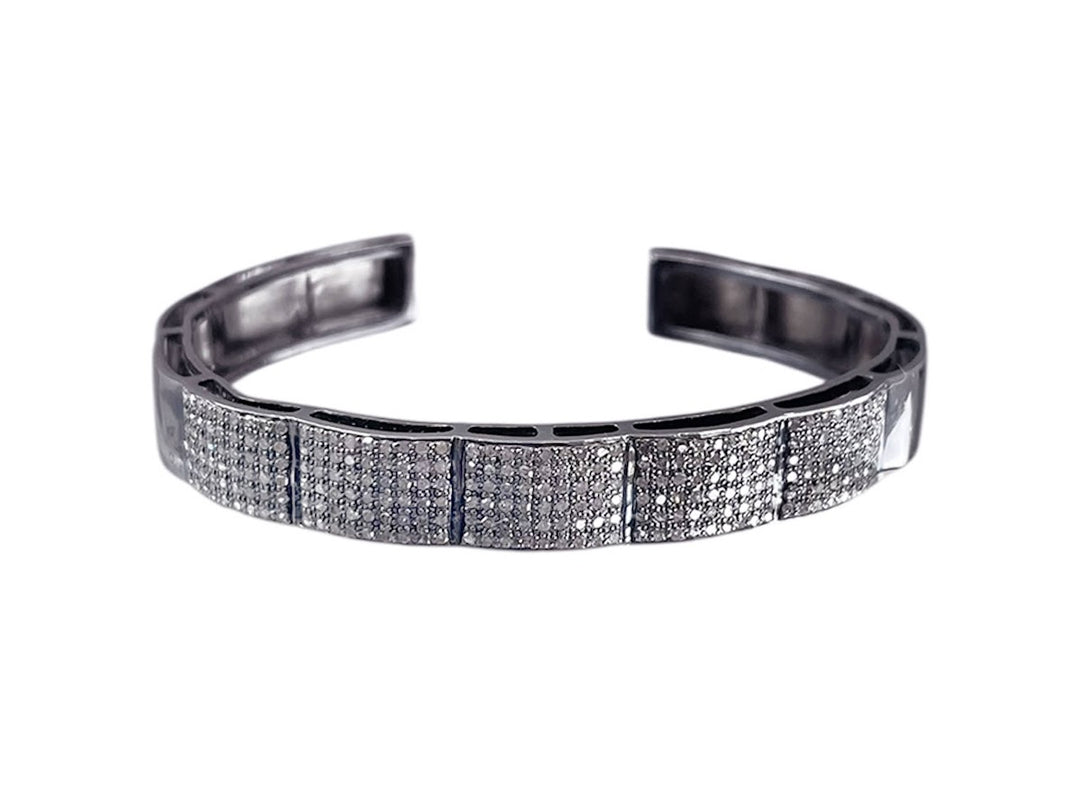 SS Oxidized Diamond Cuff