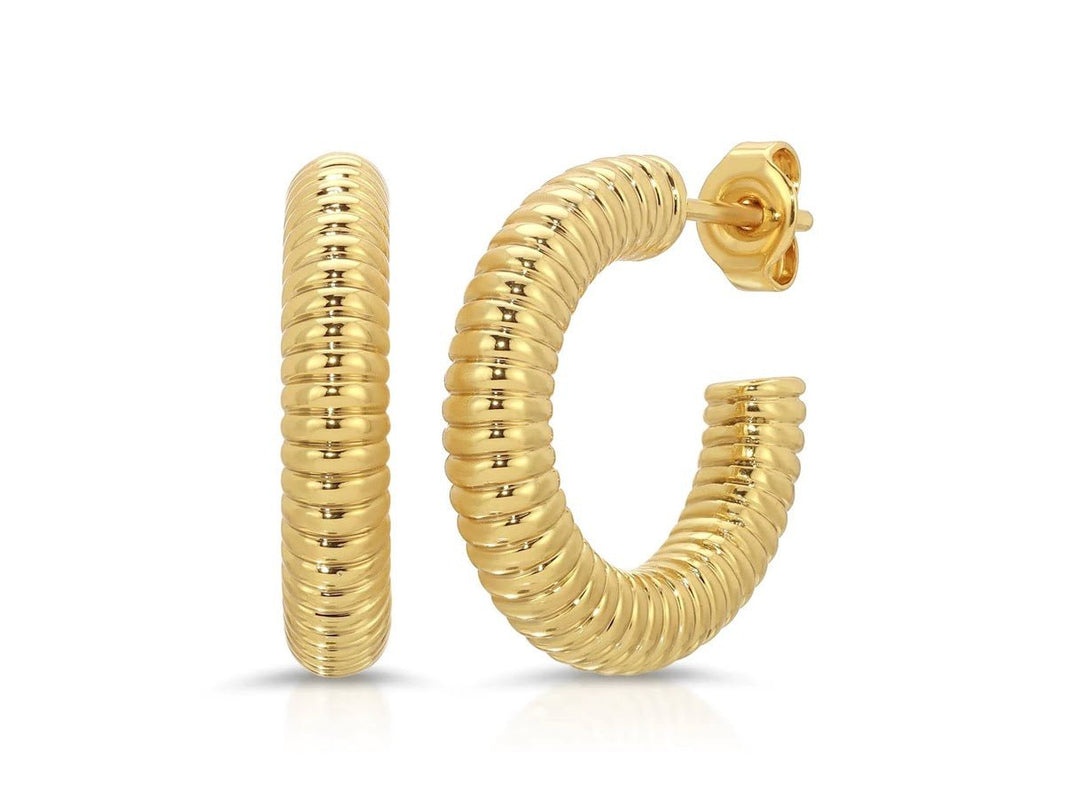 Gold Ridged 20mm Hoops