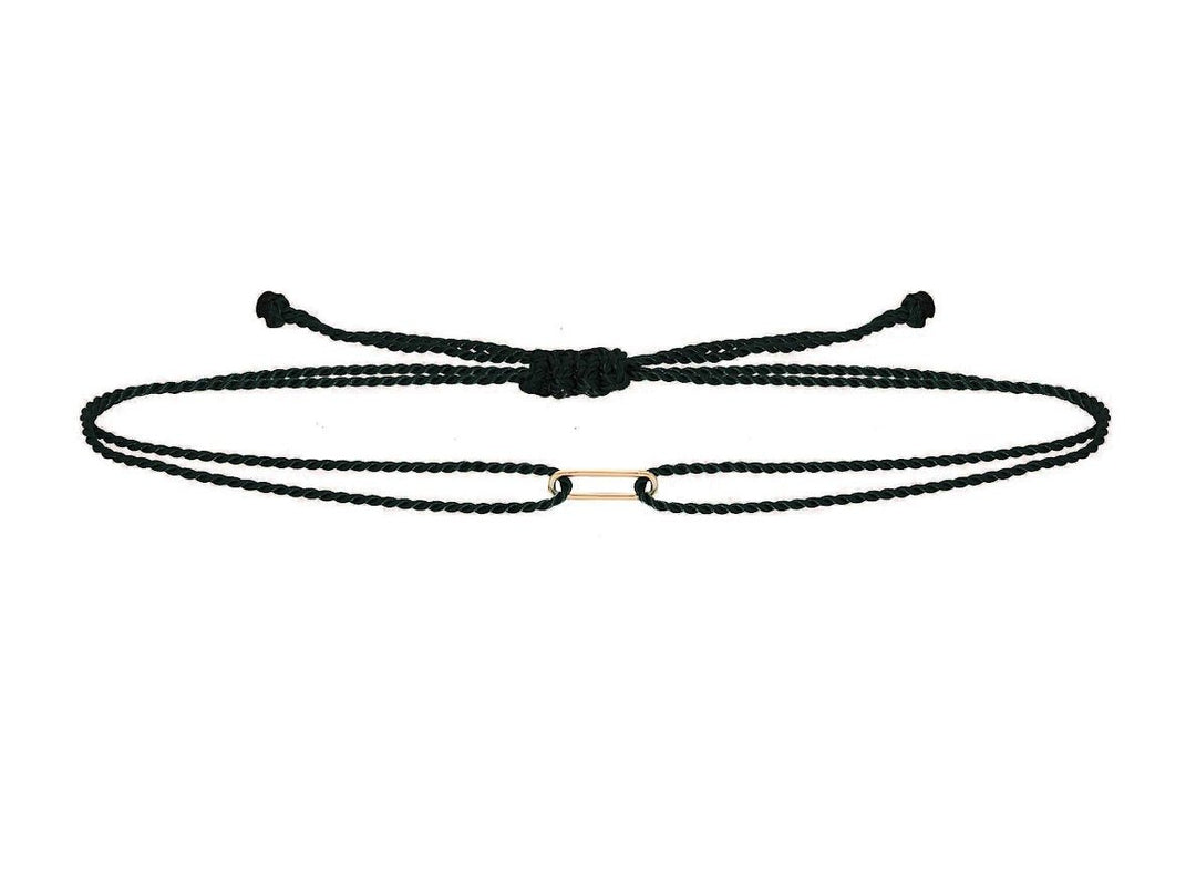 14k and Black Cord Bracelet with Single Link