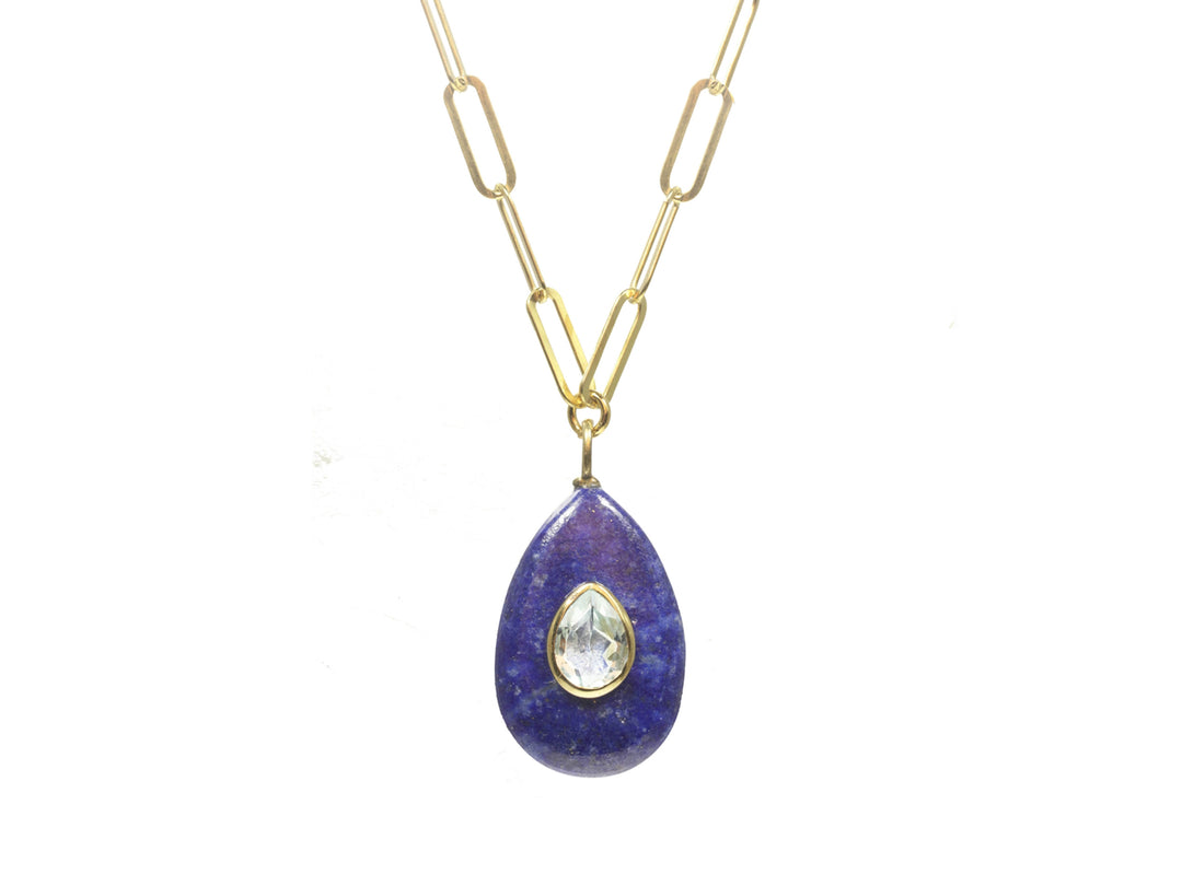 Lapis Pendant with Aquamarine Necklace