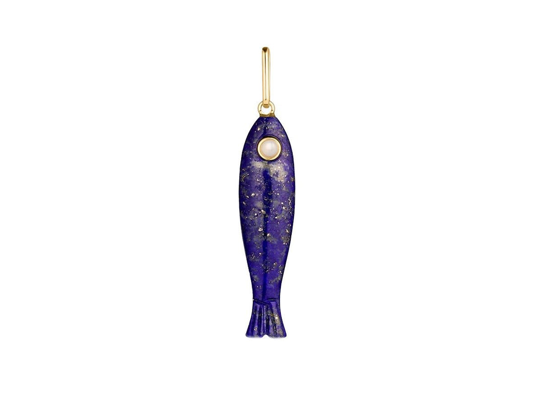 Lapis Fish Charm with MOP Eye