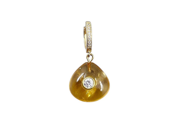 CZ Huggie Earring with Citrine and White Topaz Charm.