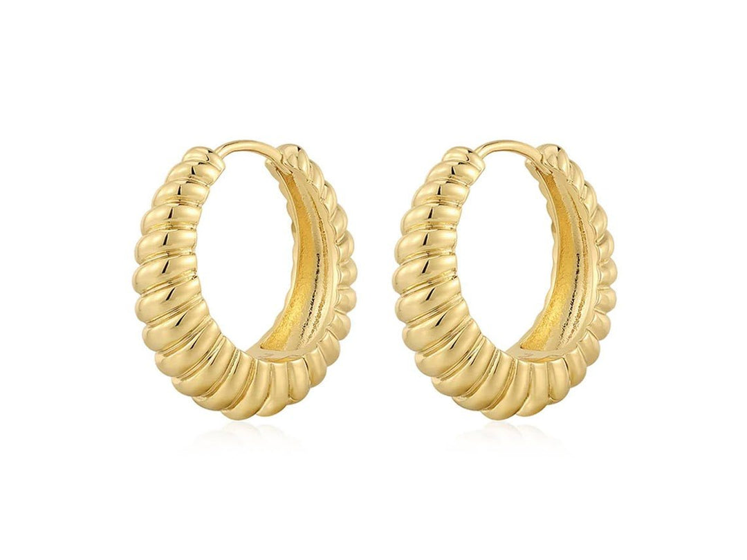 Gold Ridged Hoops