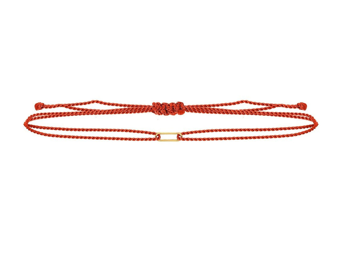 14k and Red Cord Bracelet with Single Link