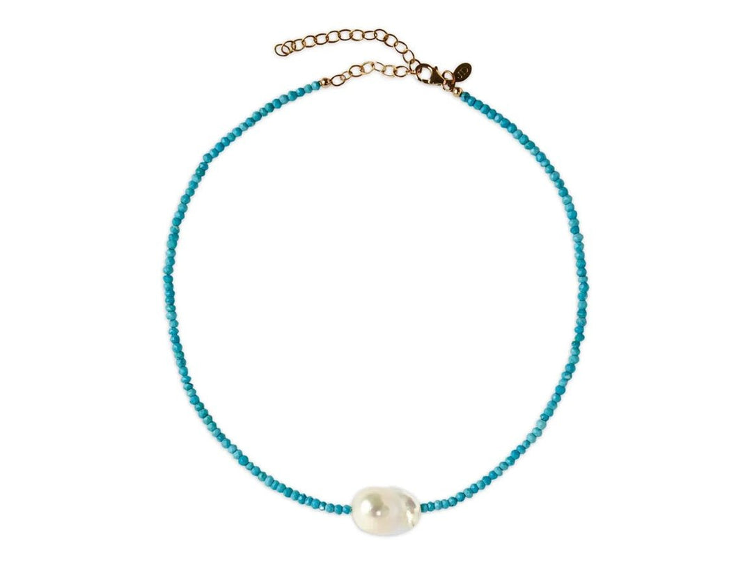 Turquoise and Baroque Pearl Necklace