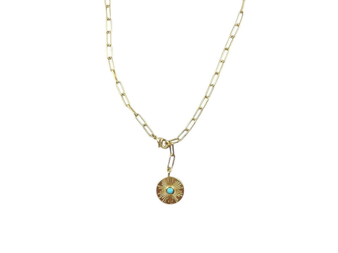 Turquoise Coin Lariat Necklace