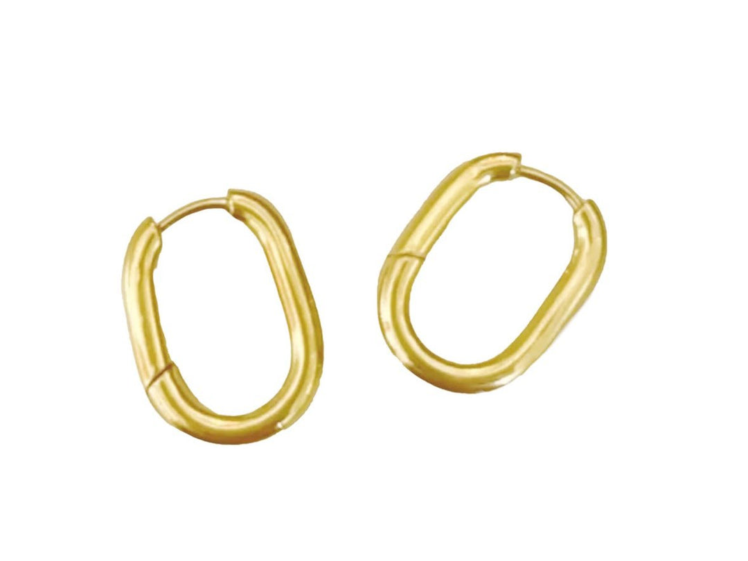 Gold Elongated Hoops
