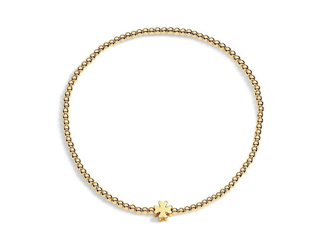 Gold Bead and Clover Charm Bracelet