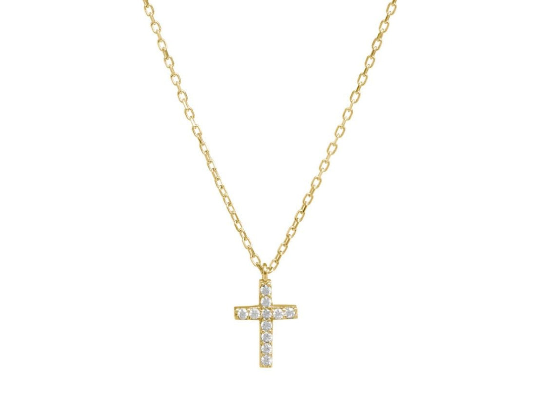 Mini Cross Necklace with CZs