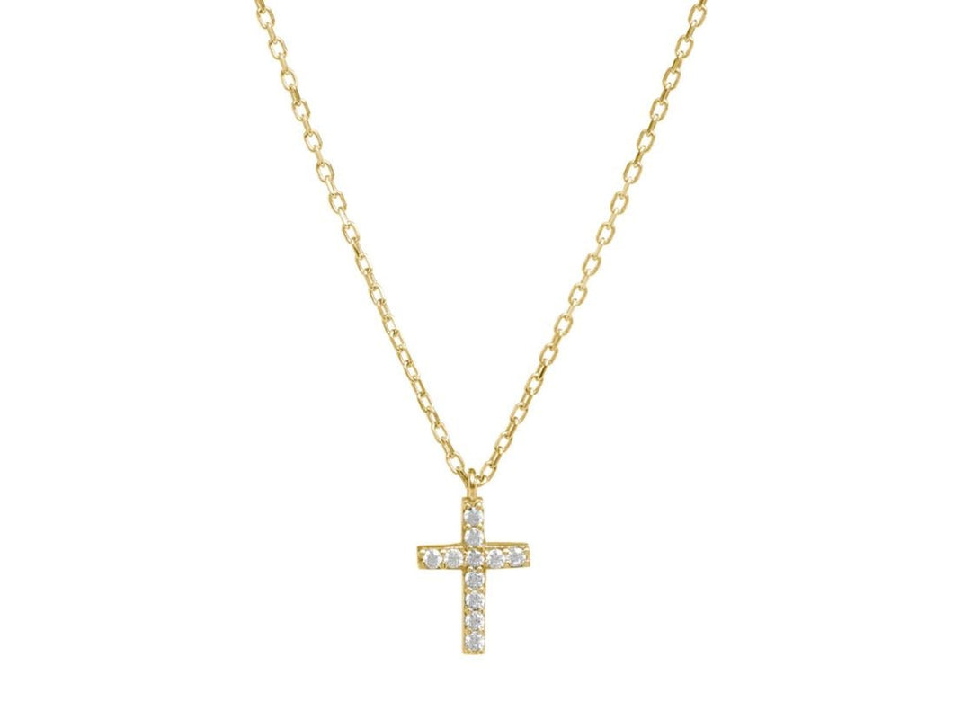 Mini Cross Necklace with CZs