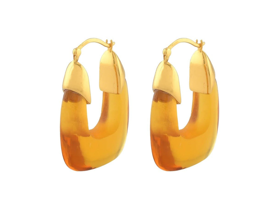Citrine Crystal Rectangular Hoops