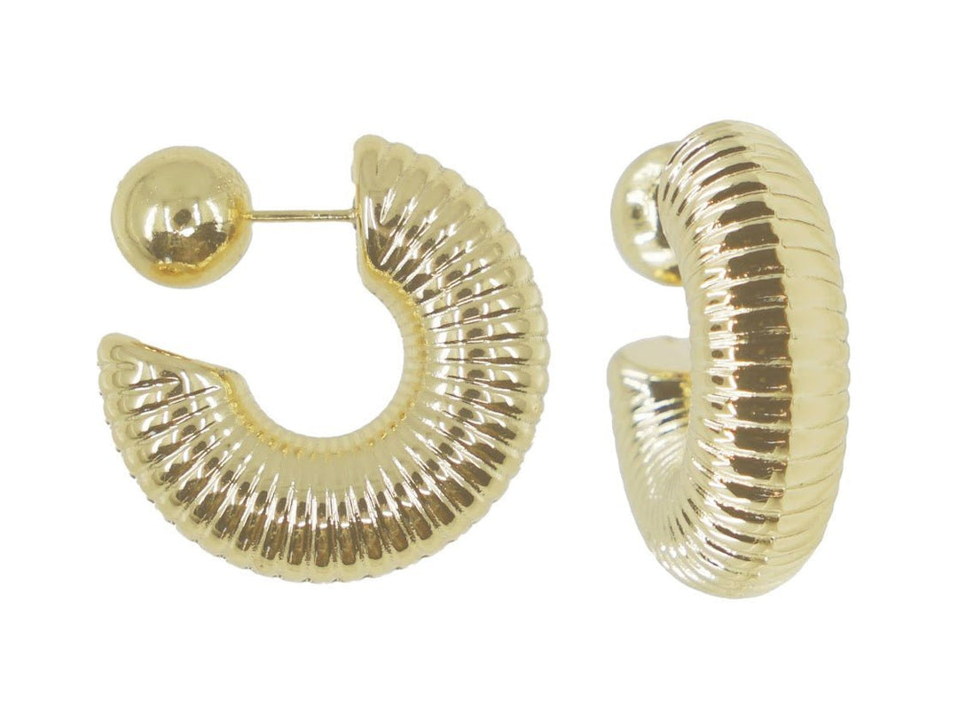 Gold Ridged Front and Back Hoops