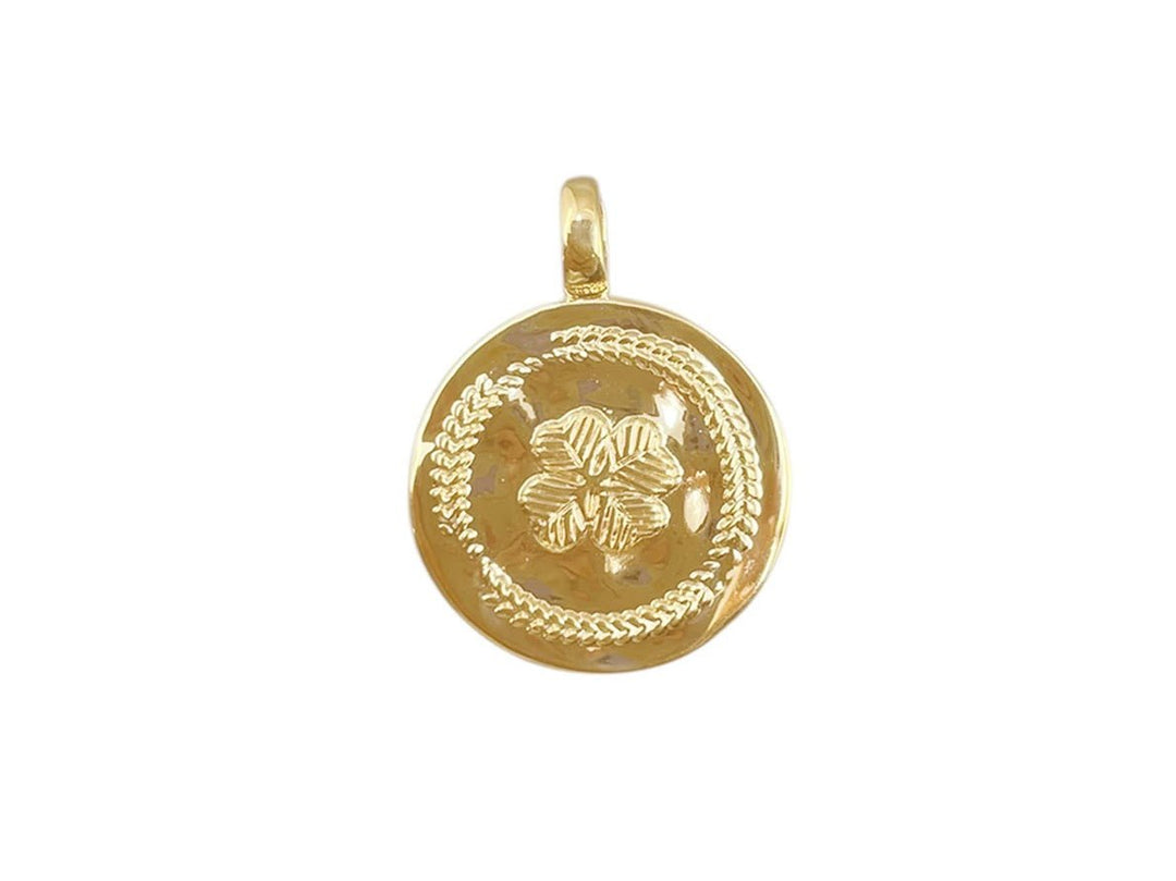 Gold Four Leaf Clover and Laurel Leaf Charm