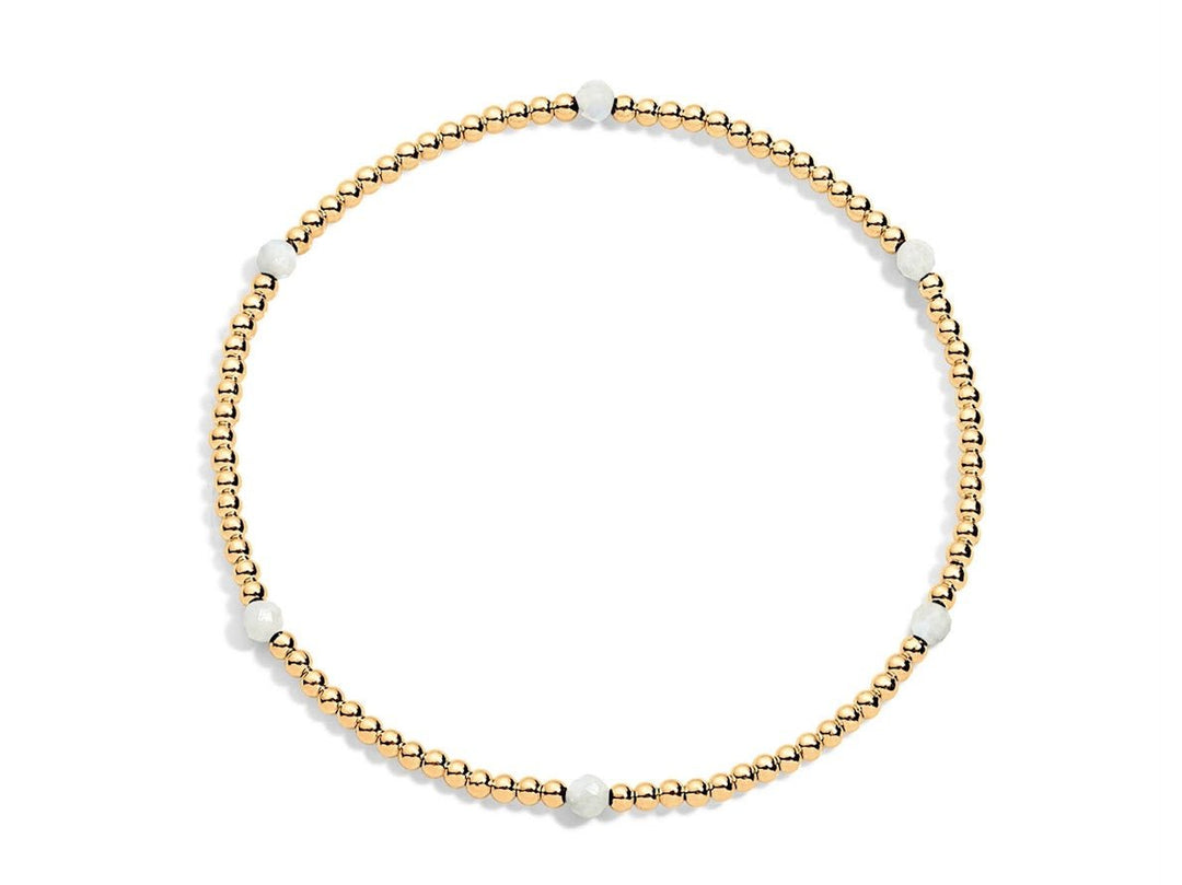 Gold and Moonstone 2mm Bead Bracelet