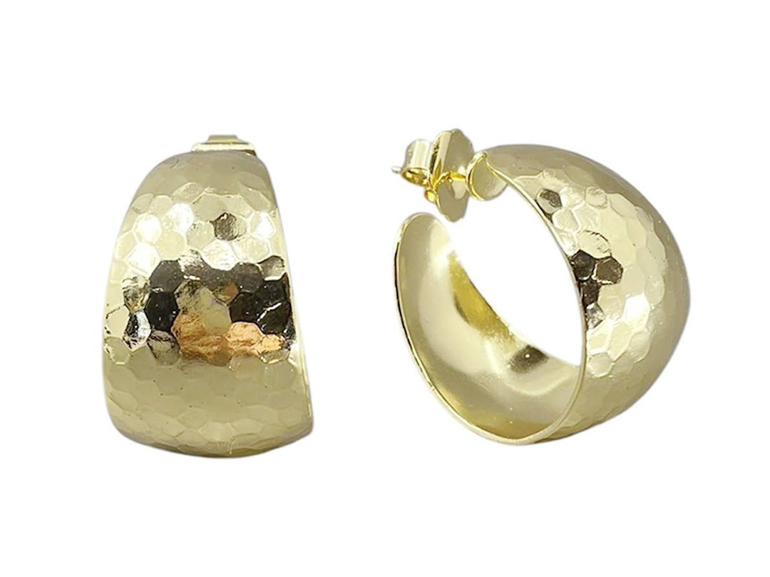 Gold Large Hammered Hoops