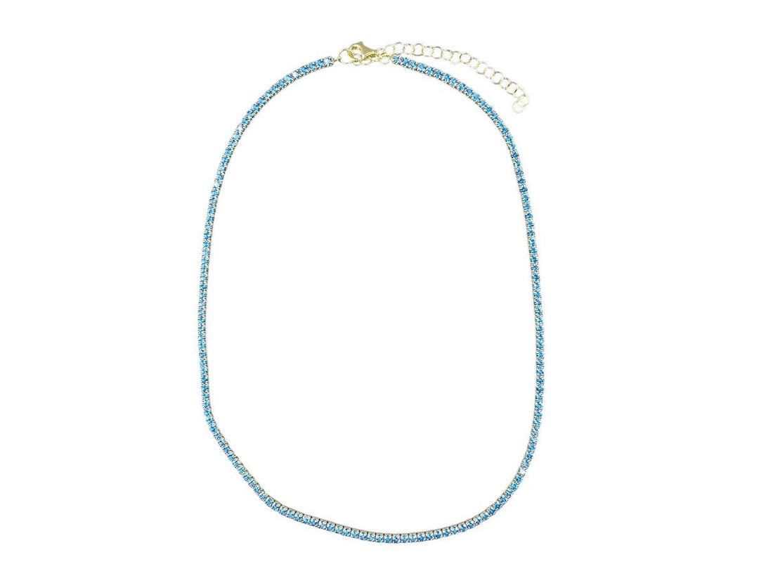 Blue CZ Tennis Choker Necklace