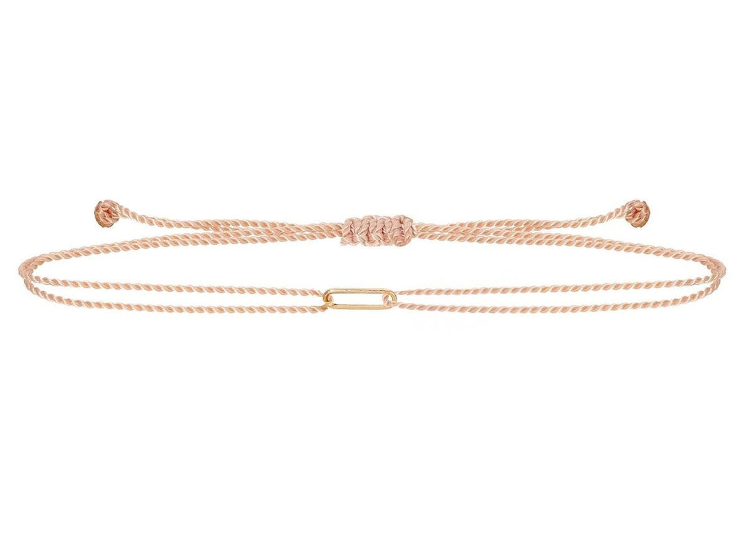 14k and Baby Pink Cord Bracelet with Single Link