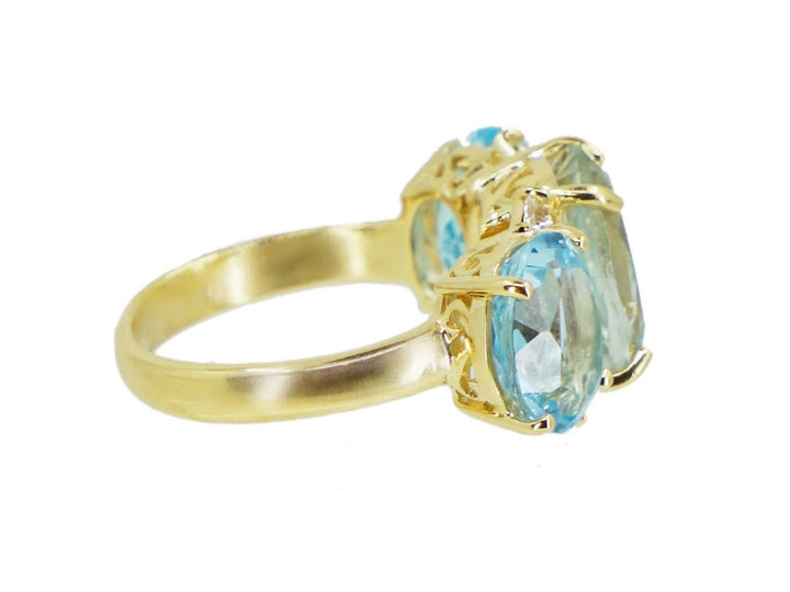 Oval Ring with Green Amethyst and Blue Topaz