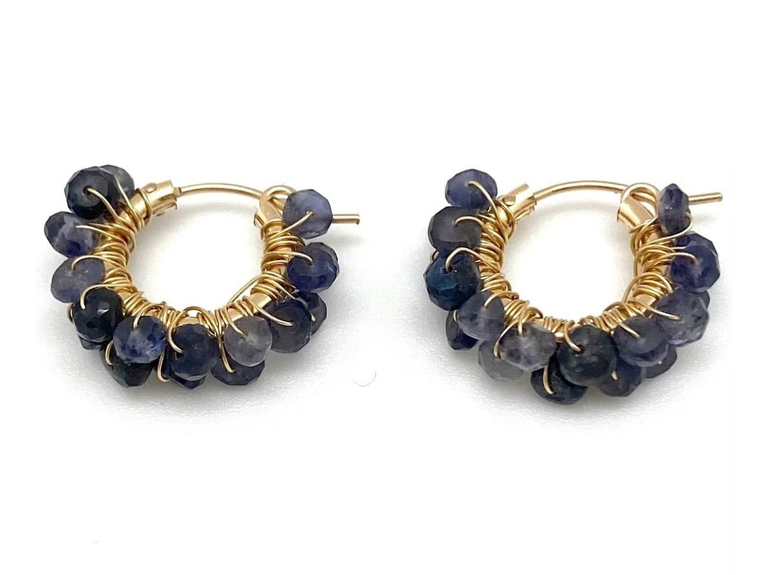 Blue Sapphire Huggie Hoops
